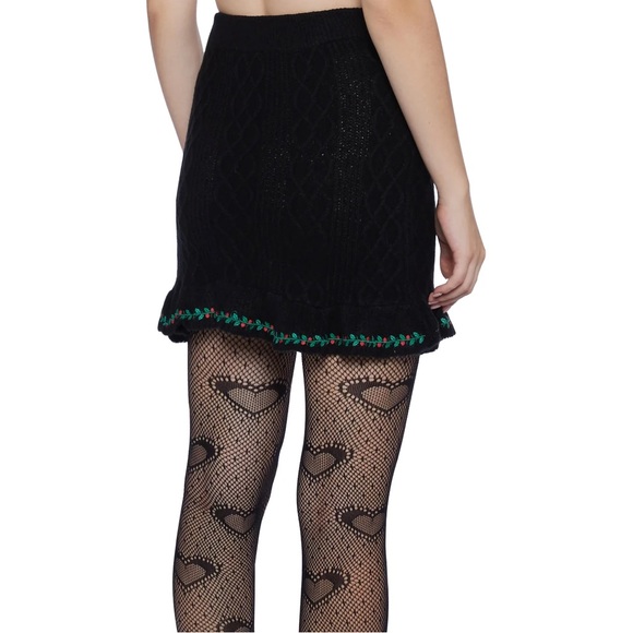 NWT Dolls Kill Snowbound heirloom knit embroidered Christmas skirt XS - Picture 3 of 6